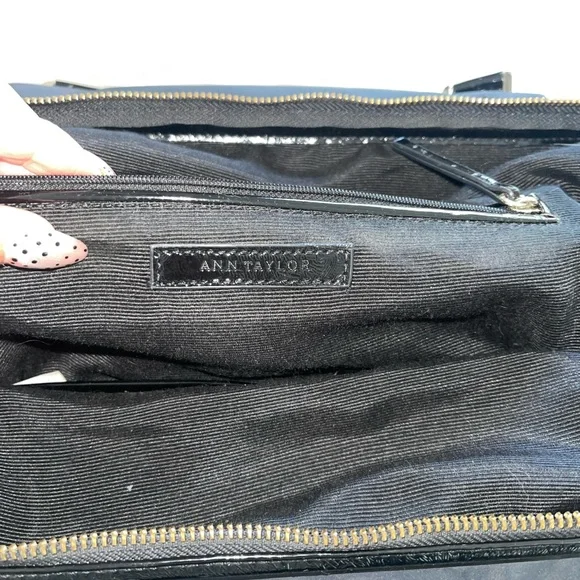 Ann Taylor Black Shoulder Bag with Gold Accents - Picture 5 of 5